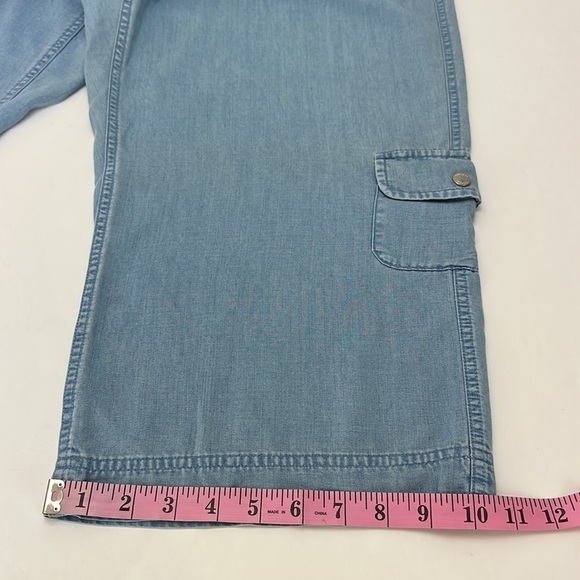 Villager Chambray Wide leg Cropped Pants 18 Tencel Blend Pockets Flowy C… - Picture 10 of 14